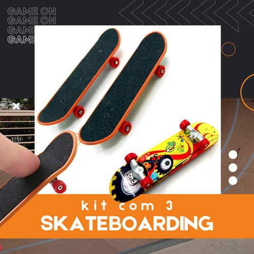 Kit 3 Skate Dedo Fingerboard Profissional Com Truck De Metal