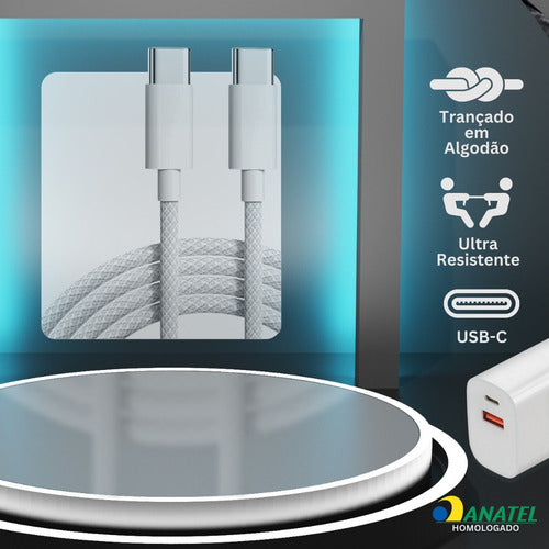 Fonte Carregador Duplo 30w P/ Samsung Cabo Super Fast Usb C