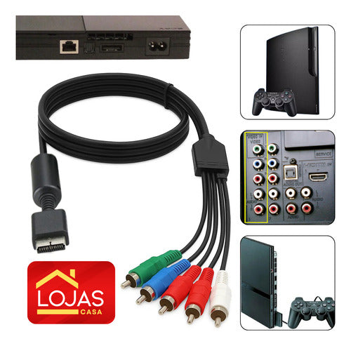 Cabo De Vídeo Para  Playstation Ps2 E Ps3 Alta Definição Av