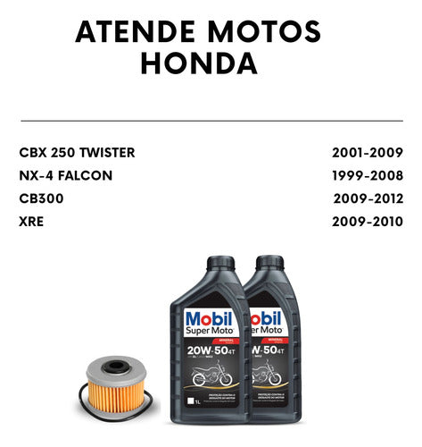 Kit Troca Oleo E Filtro Cbx250 Twister Cb300 Xre Mobil 20w50