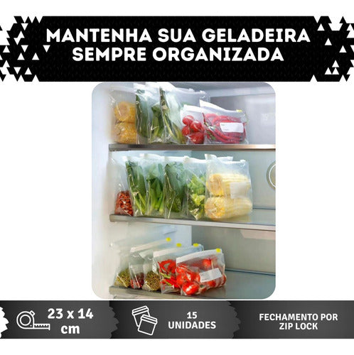 15 Sacos Hermético Zip Multiuso Freezer Geladeira Alimentos