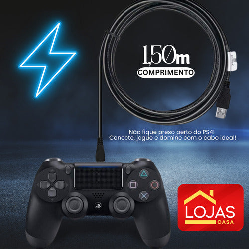 Cabo Carregador Para Controle Ps4 Micro Usb V8 Resistente