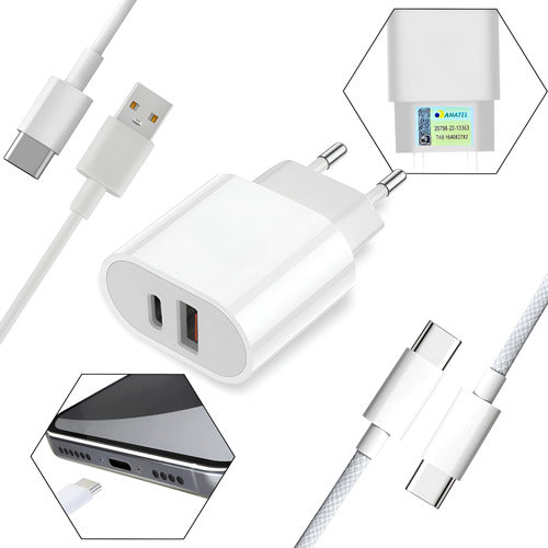 Fonte Carregador Duplo 2 Cabo 1m E 2m P/ iPhone 15 16