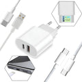 Fonte Carregador Duplo 2 Cabo 1m E 2m P/ iPhone 15 16