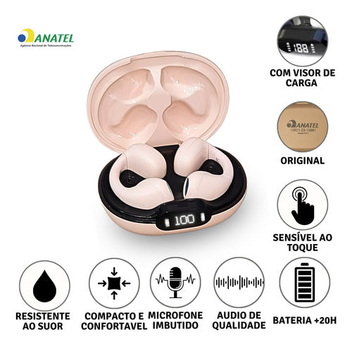 Fone De Ouvido Brinco Bluetooth Corrida Esporte Anti Queda