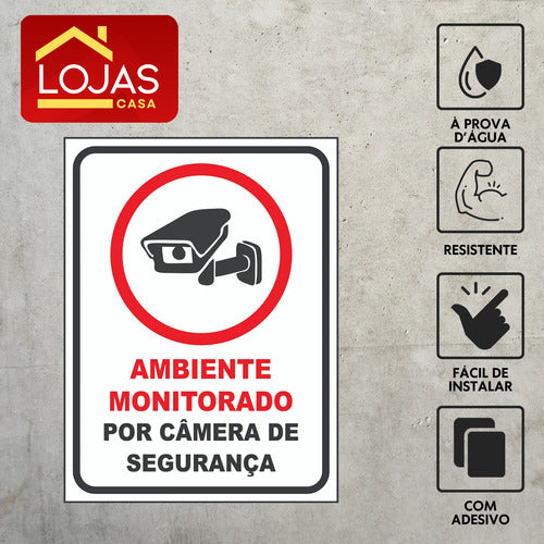 2 Placas Ambiente Monitorado Por Câmeras  / Lojas Casa