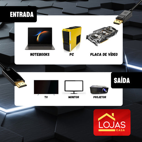 Cabo Adaptador Dp Displayport Para Hdmi Placa De Video 4k