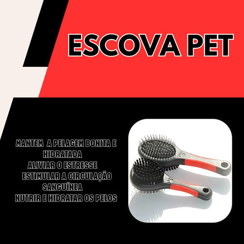 Escova Pet Dupla Pelo De Cachorro Gato Coelho Cerdas Inox M