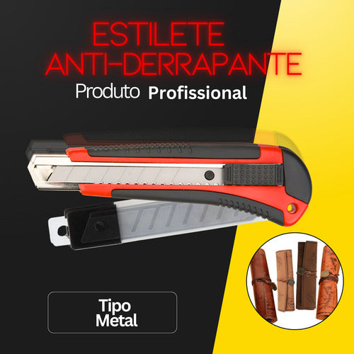 Estilete Reto Portátil 3 Lâminas Profissional Leve Bolso