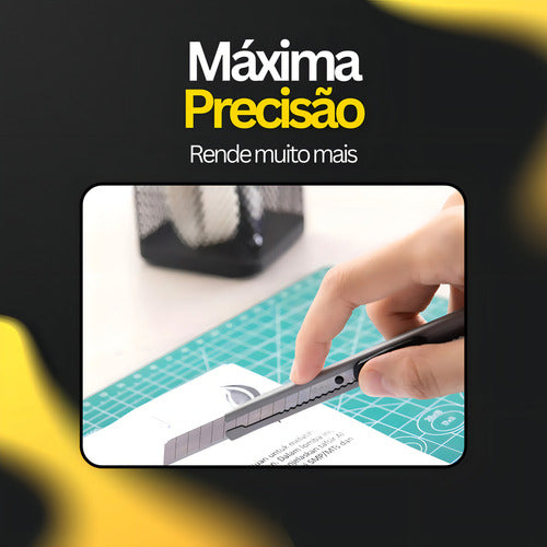 Kit 3 Estilete Profissional 18mm Com Trava 3 Lâminas Reserva Lojas Casa