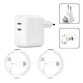 Carregador 50w Duplo Para iPhone 11 13 14 Pro Max + 2 Cabos