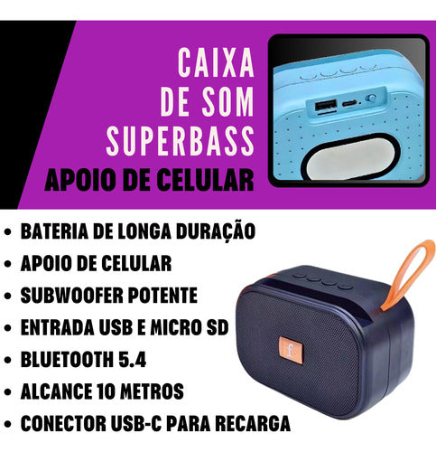 Caixa De Som Portatil Bluetooth Com Apoio Extreme Superbass