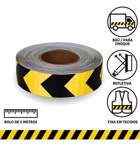Rolo Faixa Refletiva Seta Listra Para Sinalização 5cm X 5m