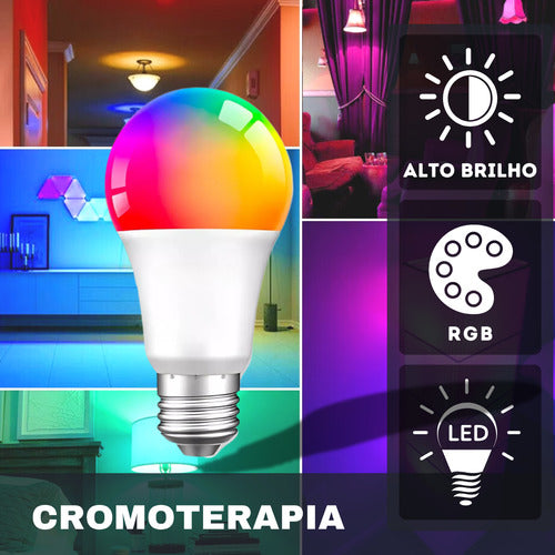 Lâmpada Led Rgb E27 Colorida 10w Festa Casa E Decoração