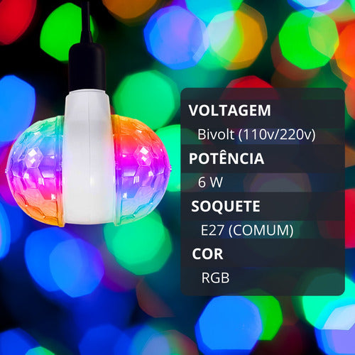 Lâmpada Giratória Colorida Rgb Efeito Globo Bola Festa Led