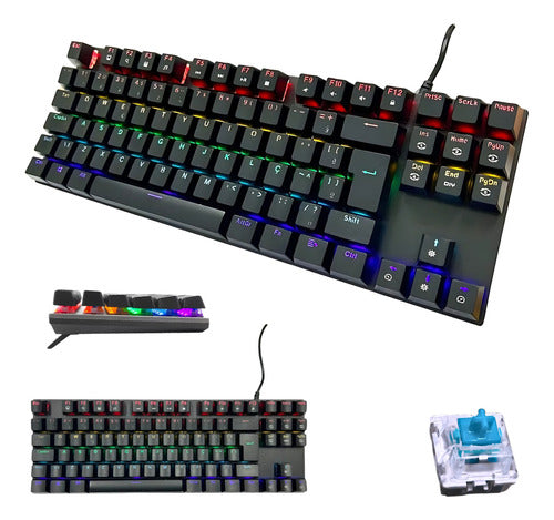Teclado Gamer Rgb Blue Swith Mecânico Para Pc Xbox Ps5 Setup