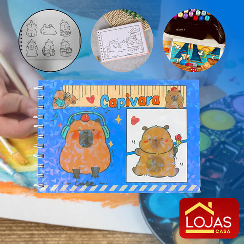 Livro Para Colorir Pintura Desenho Cute Capivara Goods