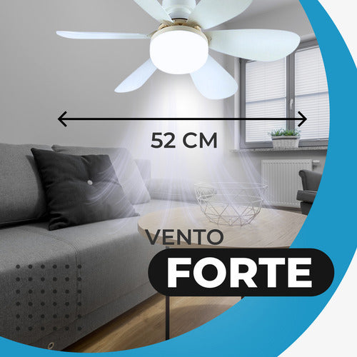 Lâmpada Ventilador De Teto Luxo Bocal Le27 C/controle Bivolt