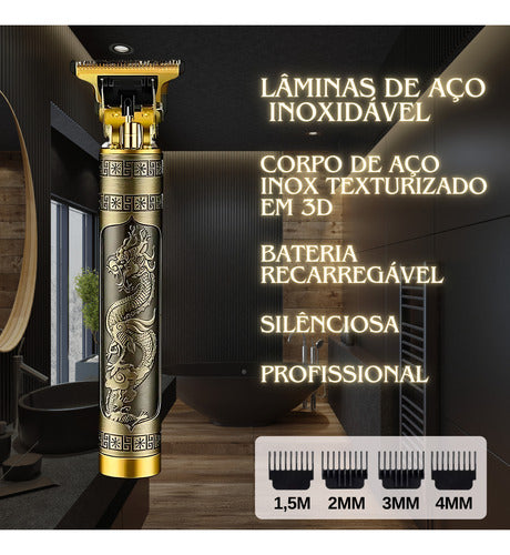 Máquina Cortar Cabelo Fazer Barba Acabamento Refinado Metal