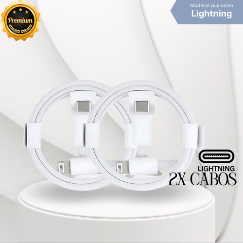 Carregador 50w Duplo 2,5m Para iPhone 11 12 13 14 + 2 Cabos