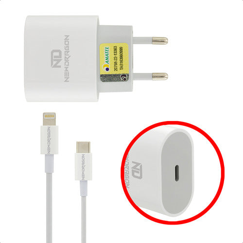 Carregador Turbo Usb-c 25w Newdragon iPhone 5 A 14 Pro Max Carga Rápida Branco