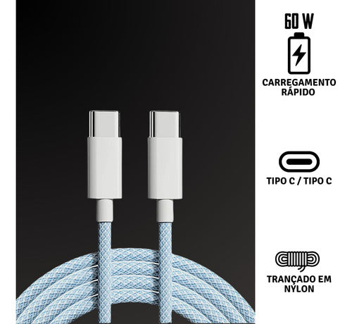 Cabo Usb C Tipo C Para iPhone 15 Pro 15 16 Pro Max Trançado