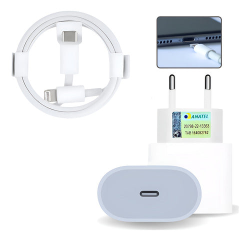 Fonte Carregador + Cabo Usb-c Para iPhone  11 12 13 14 25w