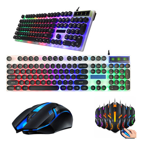 Kit Teclado E Mouse Usb Rgb Gamer Anti Ghosting Semi Mecânic