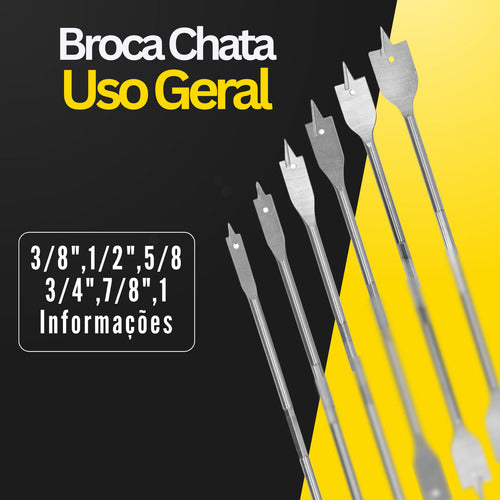 Brocas Chatas Kit 6 Peças Profissional Para Madeira Mdf
