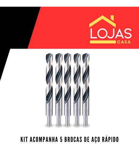 Kit 5 Brocas 20mm Metais Chapa Aço Rápido Com Rebaixo Din338
