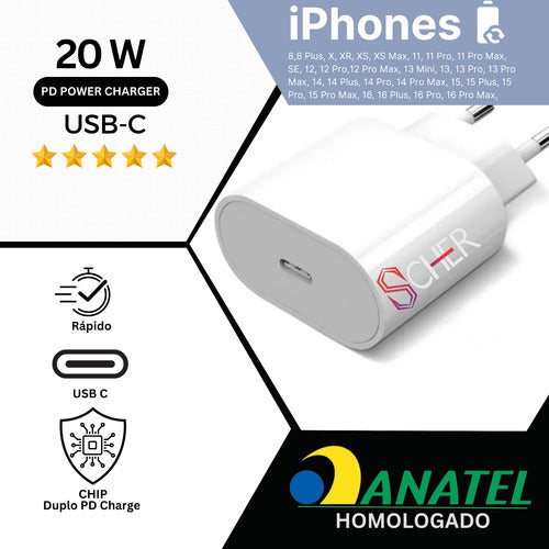 Fonte Carregador Para iPhone Usb-c Turbo Caixinha 20w