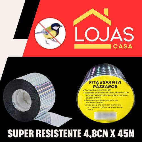 Fita Espanta Passarinhos Pombo Aves Refletiva Jardim 45 M
