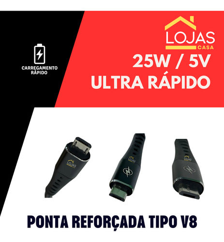 Cabo Recarga Controle Ps4 Usb V8 Trançado Resistente Tático