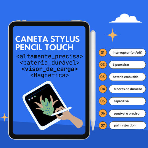 Caneta Para iPad 6, 7, 8, 9 E 10a Geração Com Palm Rejection
