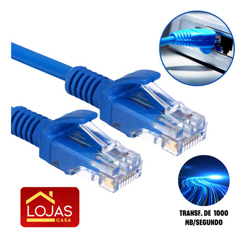 Cabo De Rede 5 Metros Lan Internet Crimpado Rj45 Cat5e Azul
