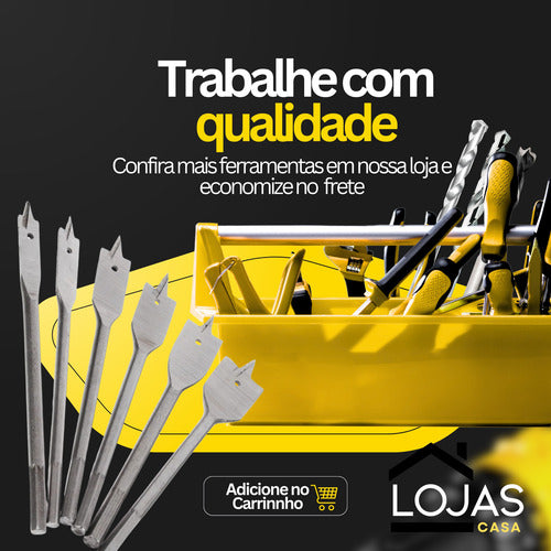 Brocas Chatas Kit 6 Peças Profissional Para Madeira Mdf