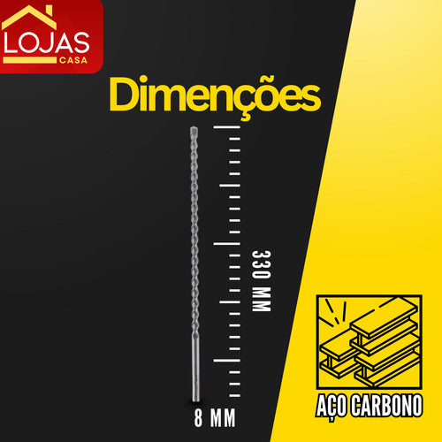 Broca 30cm  8 Mm Videa Longa Para Concreto Parede Alvenaria