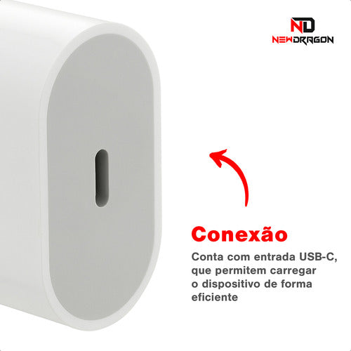 Carregador Turbo Usb-c 25w Newdragon iPhone 5 A 14 Pro Max Carga Rápida Branco