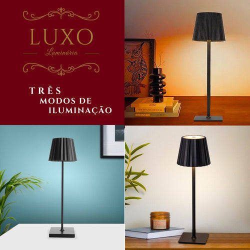 Luminária Mesa Abajur Led Ajustavel Sem Fio Recarregável